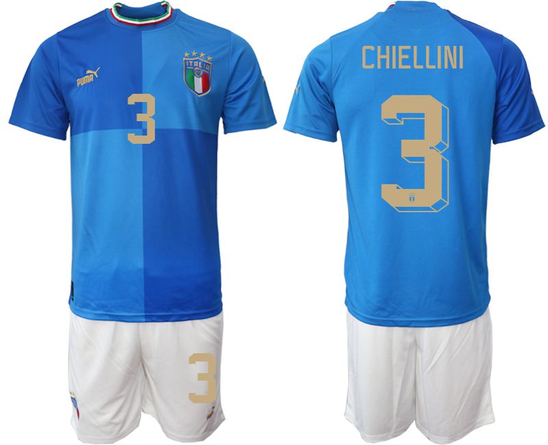 Men 2022 World Cup National Team Italy home blue #3 Soccer Jerseys